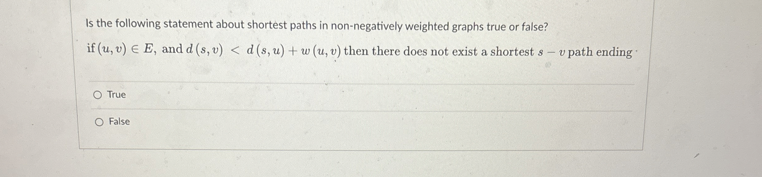 Is the following statement about shortest paths