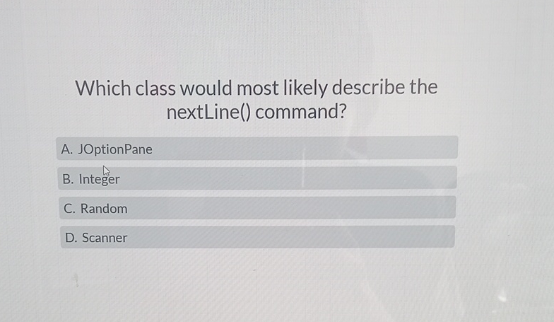 Which class would most likely describe the