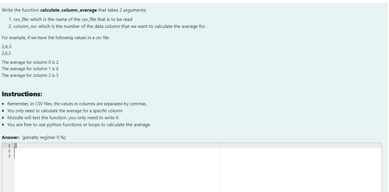 Write the function calculate _ column _ average