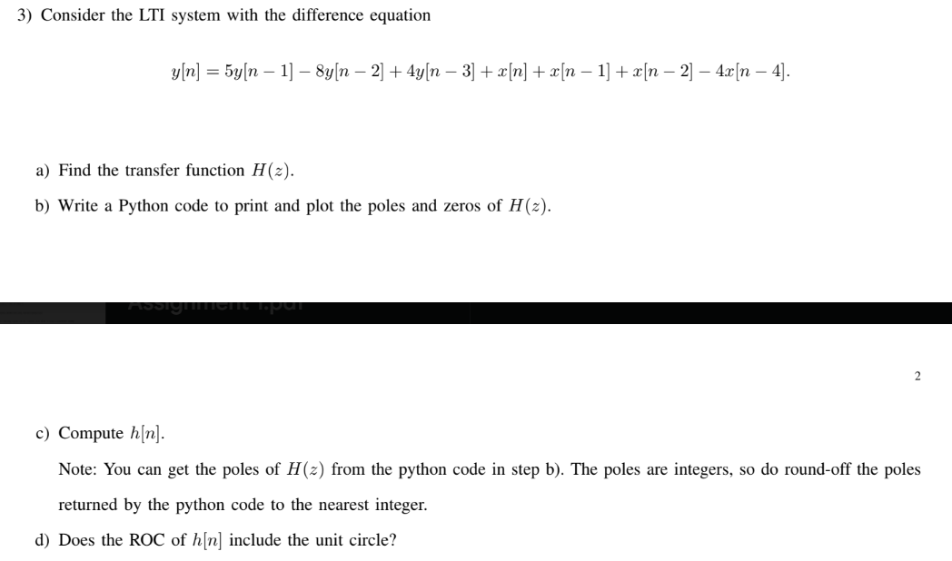 Consider the LTI system with the difference