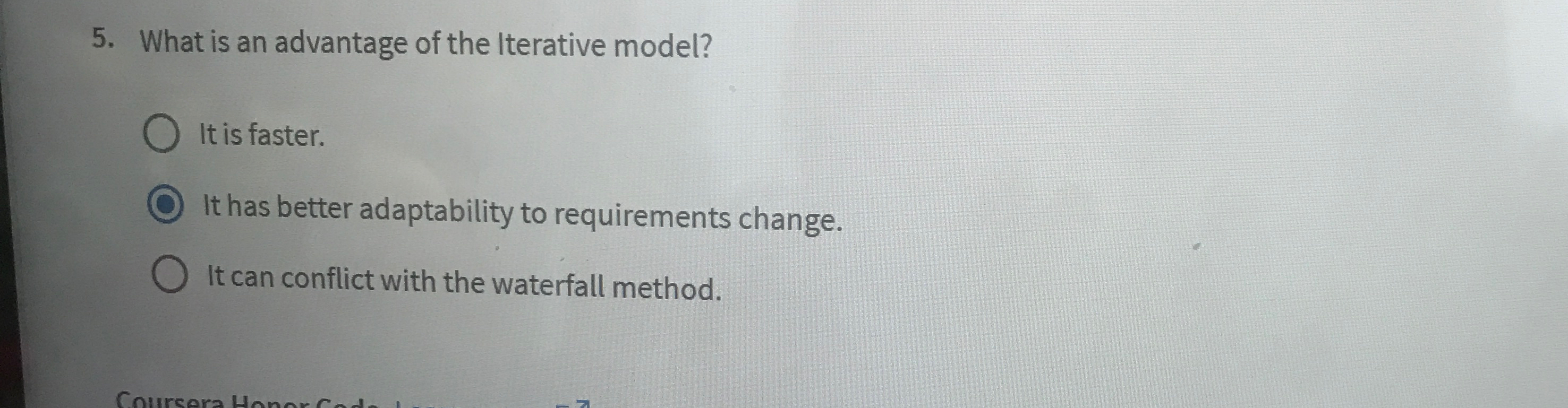 What is an advantage of the Iterative model? It