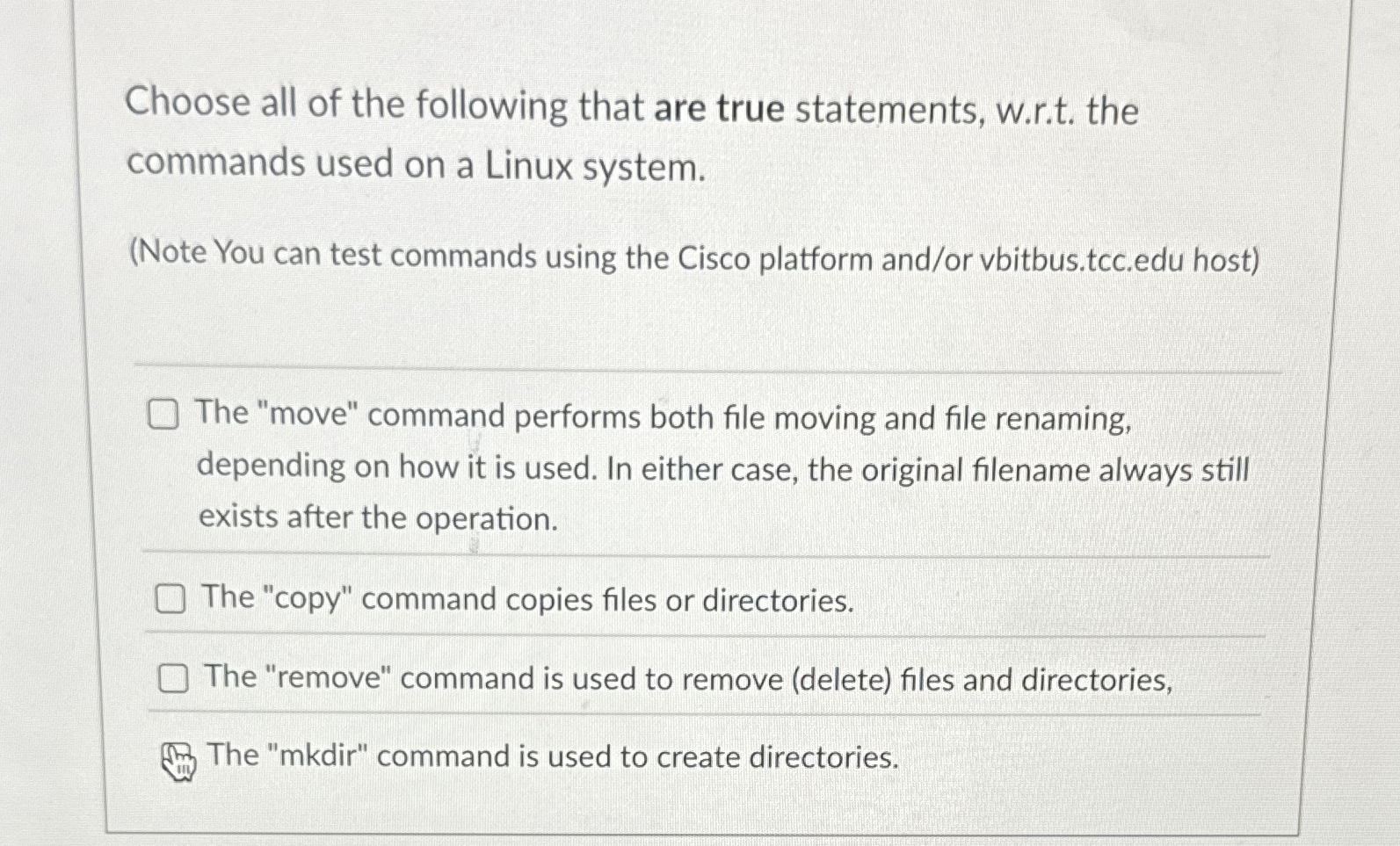 Choose all of the following that are true