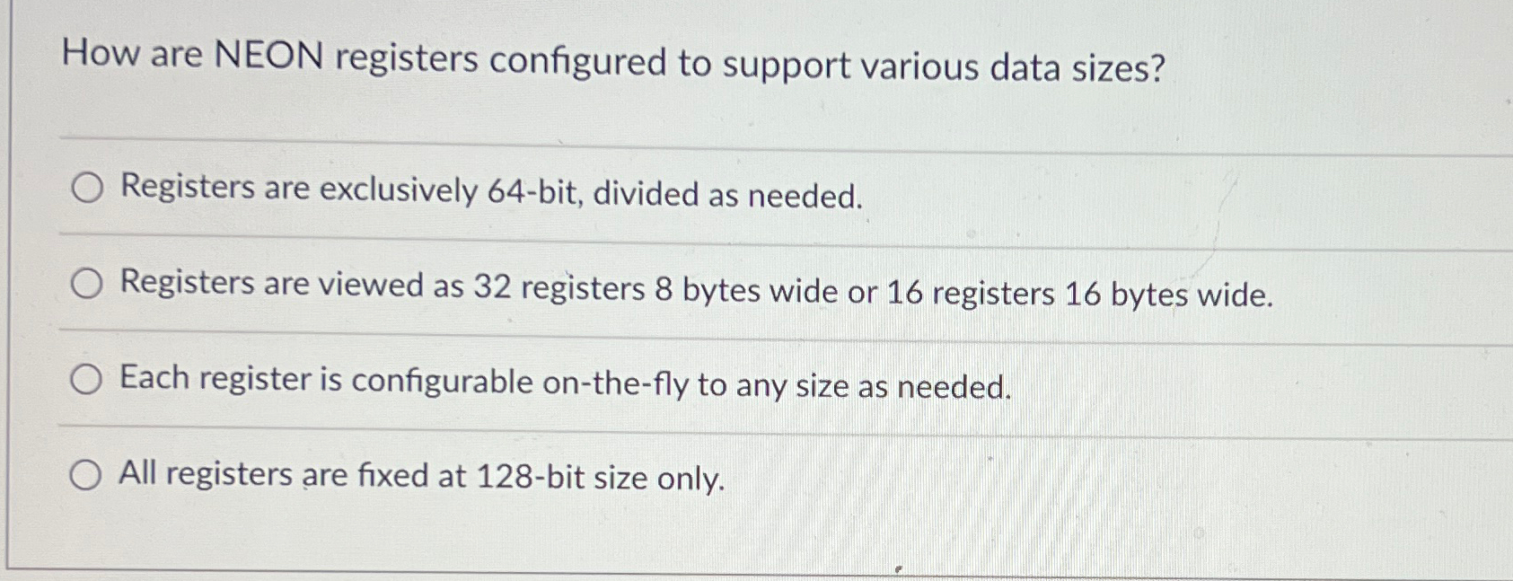 How are NEON registers configured to support