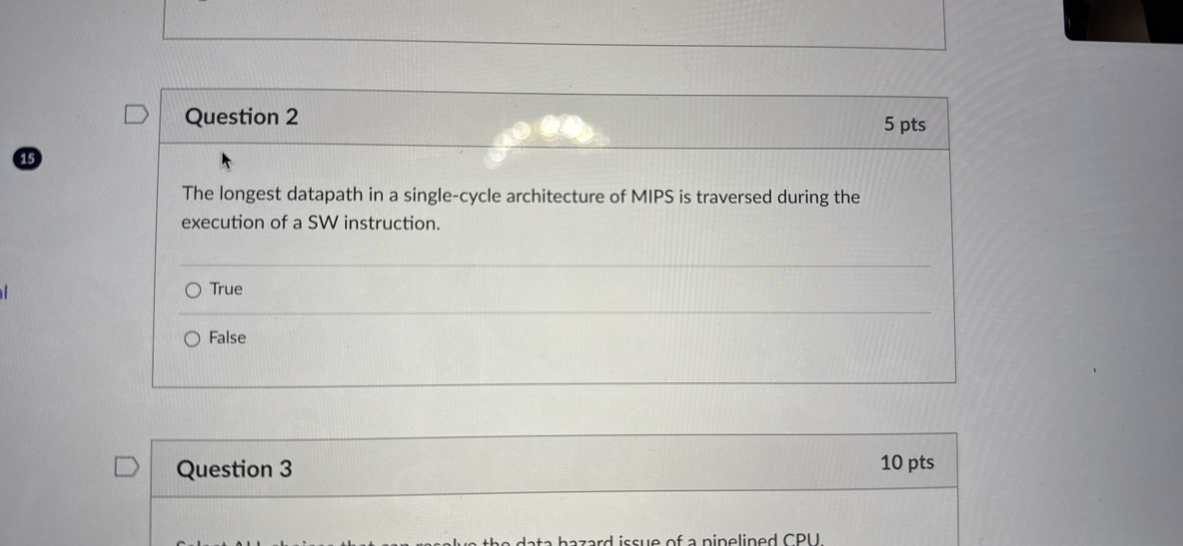 Question 2 The longest datapath in a single -