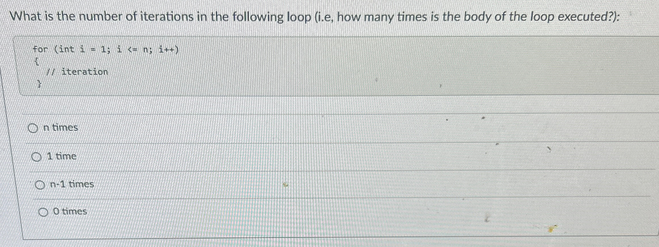 What is the number of iterations in the following