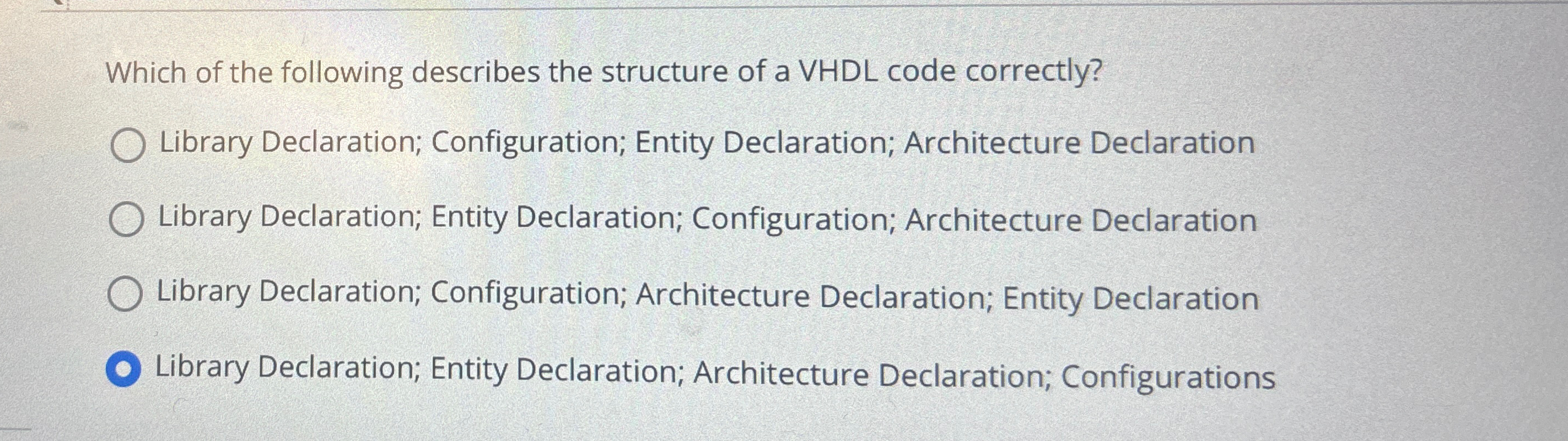 Which of the following describes the structure of