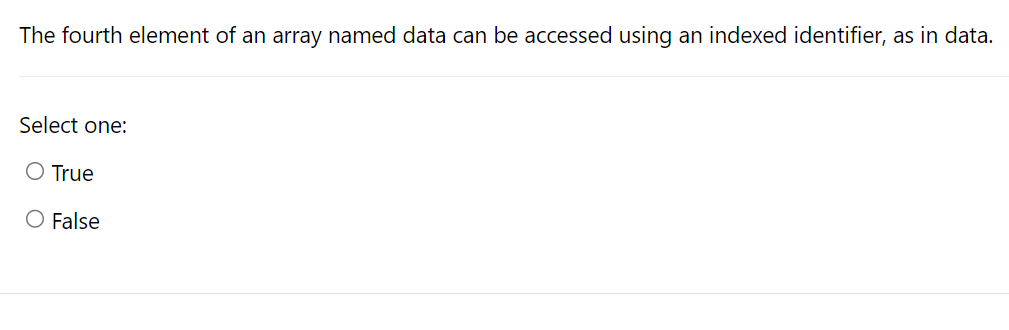 The fourth element of an array named data can be