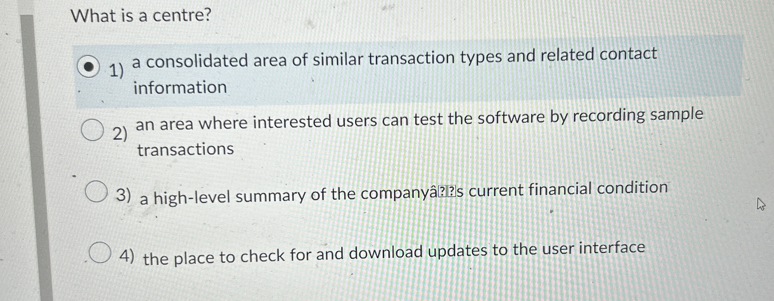 What is a centre? a consolidated area of similar