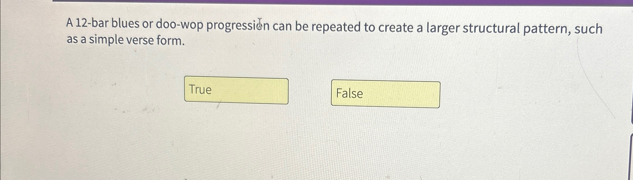 A 1 2 - bar blues or doo - wop progressien can be