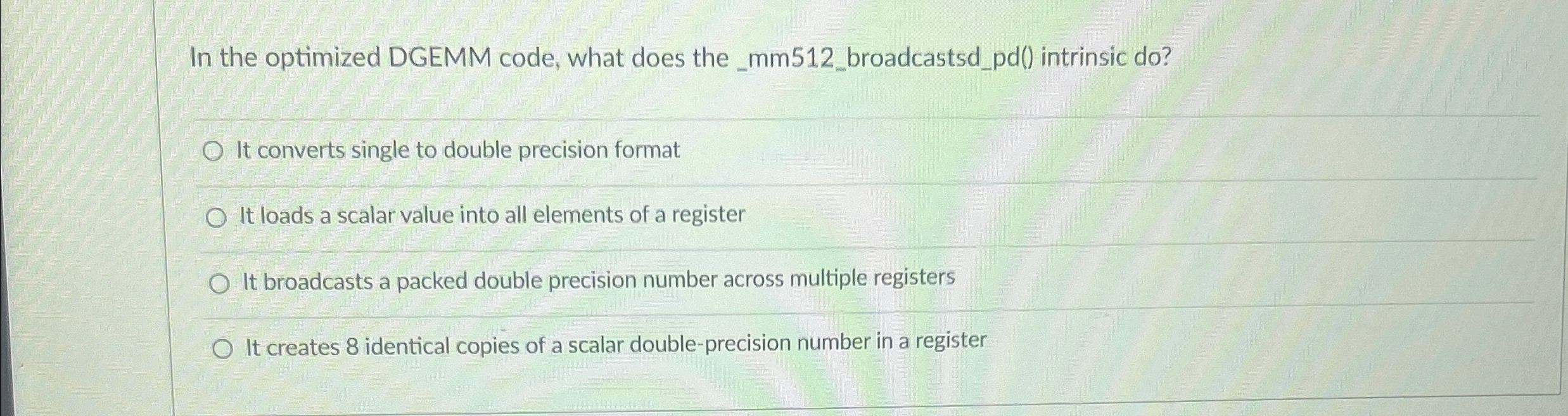 In the optimized DGEMM code, what does the _ mm 5