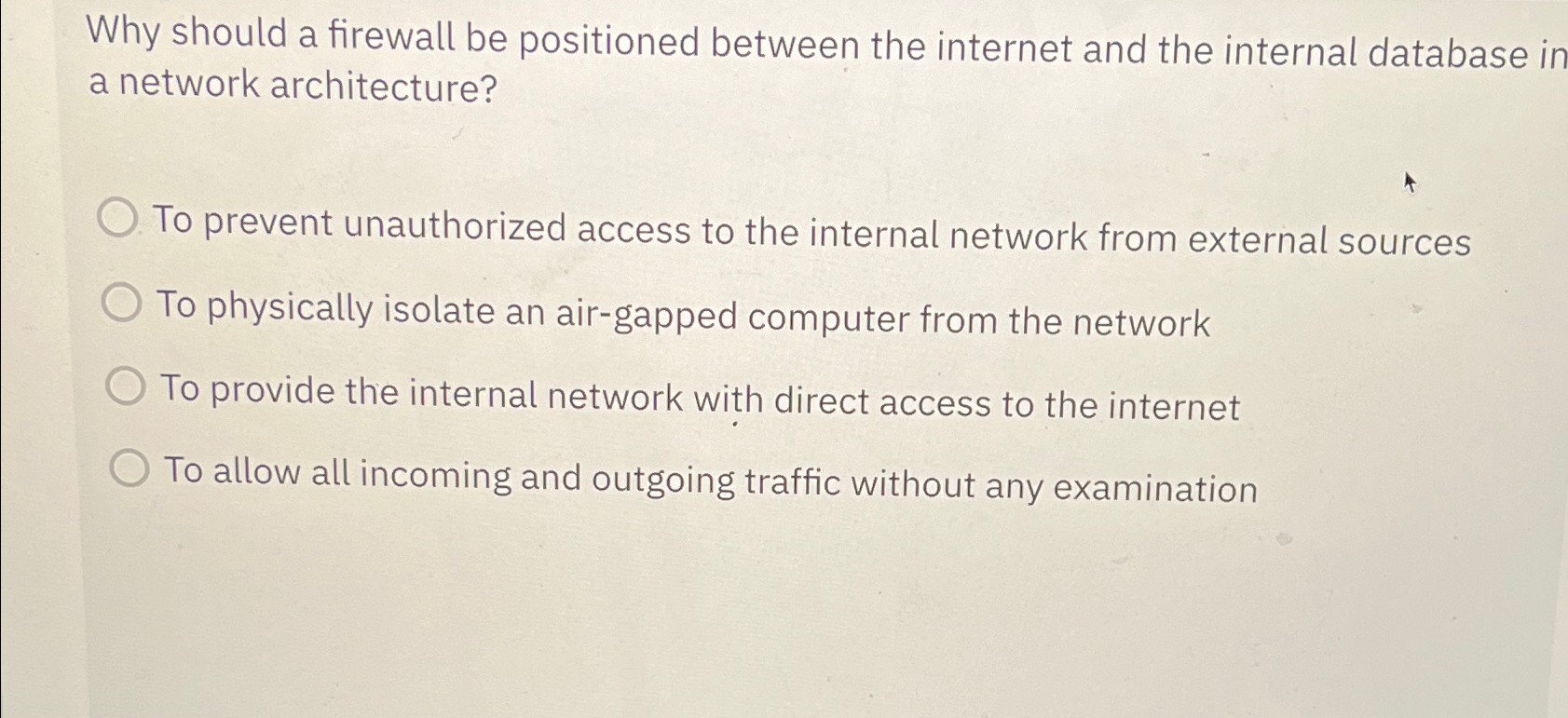 Why should a firewall be positioned between the