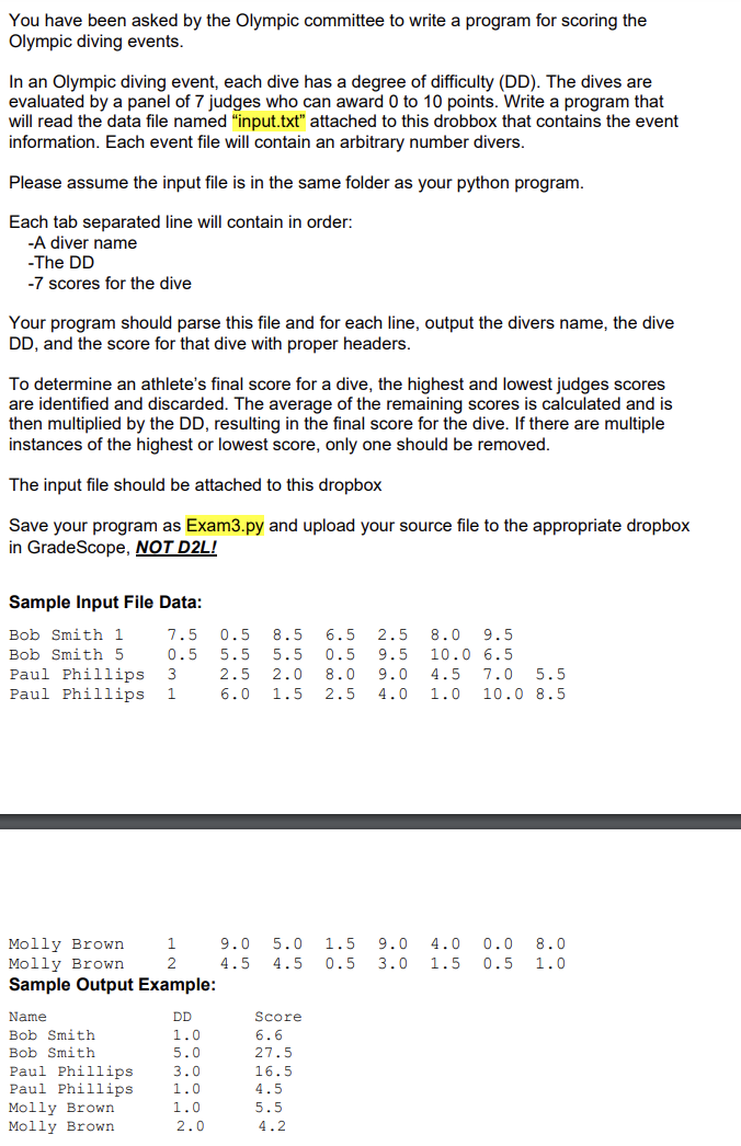 You have been asked by the Olympic committee to