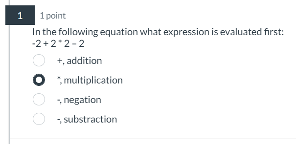 1 1 point In the following equation what
