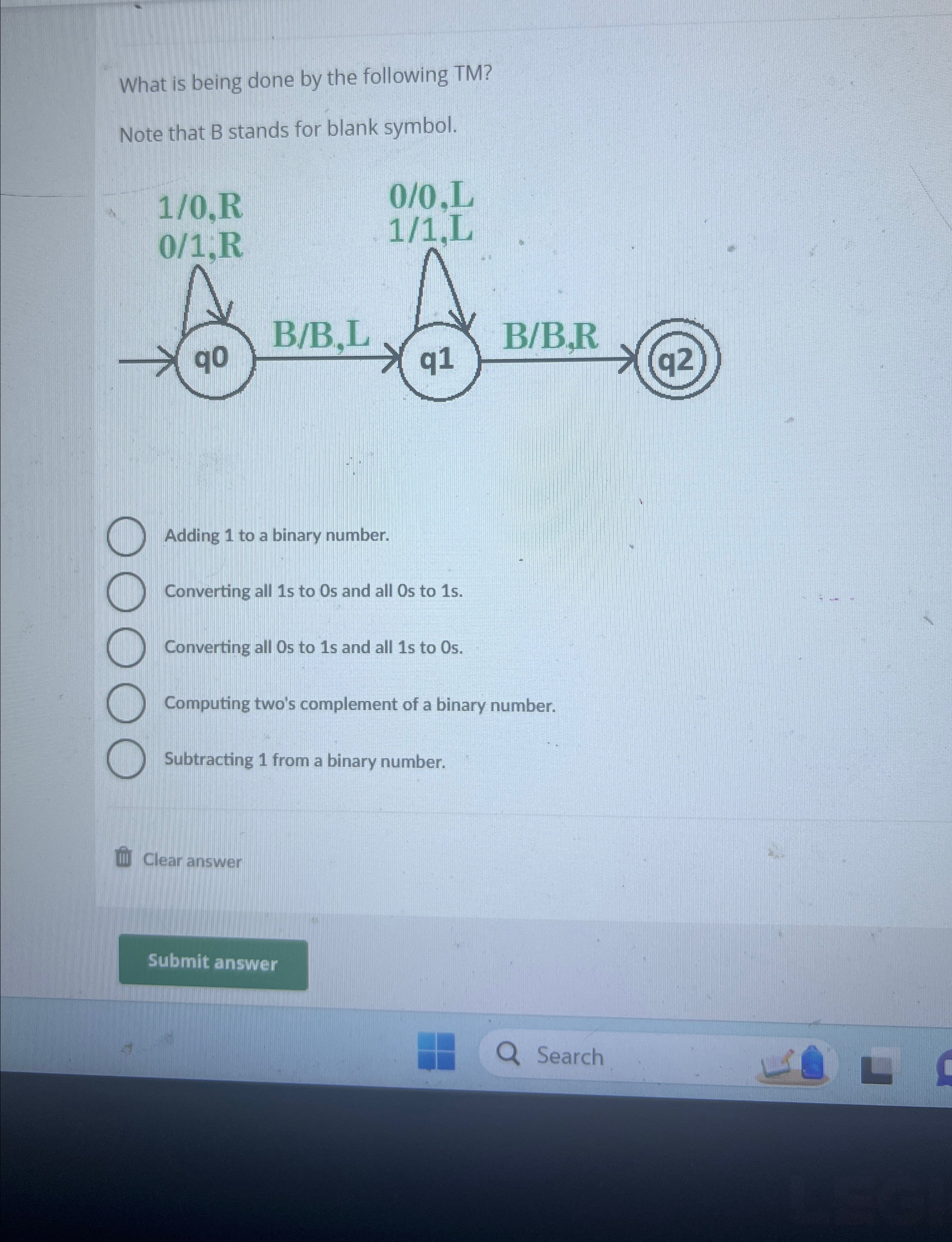 What is being done by the following TM ? Note