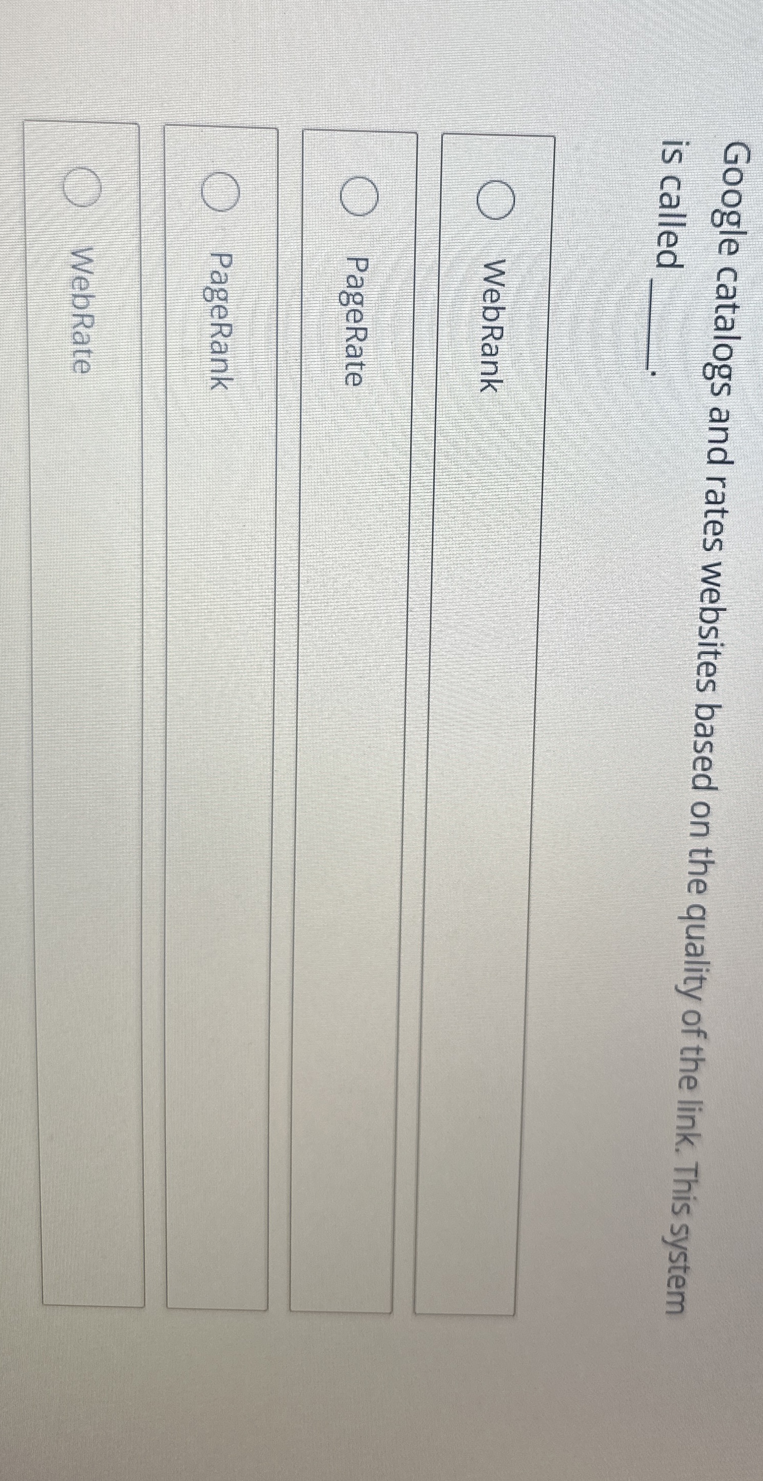 Google catalogs and rates websites based on the