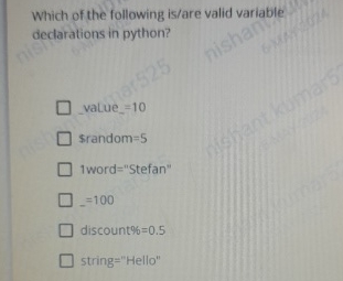 Which of the following is / are valid variable
