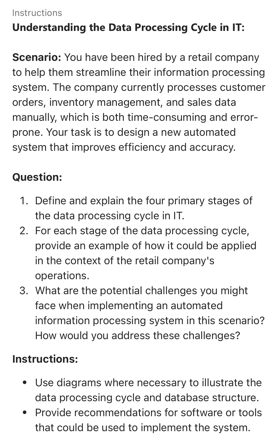 Instructions Understanding the Data Processing