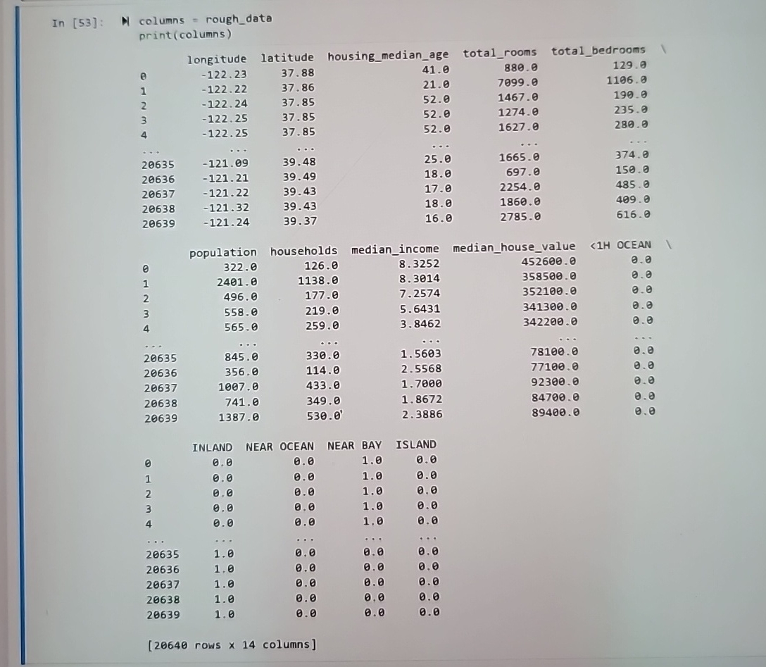 In 5 3 : columns = rough _ data print ( columns )