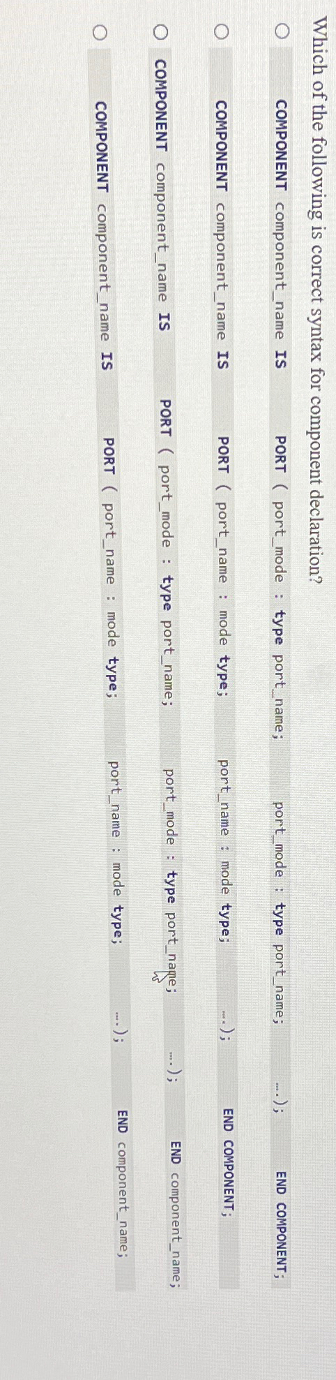 Which of the following is correct syntax for