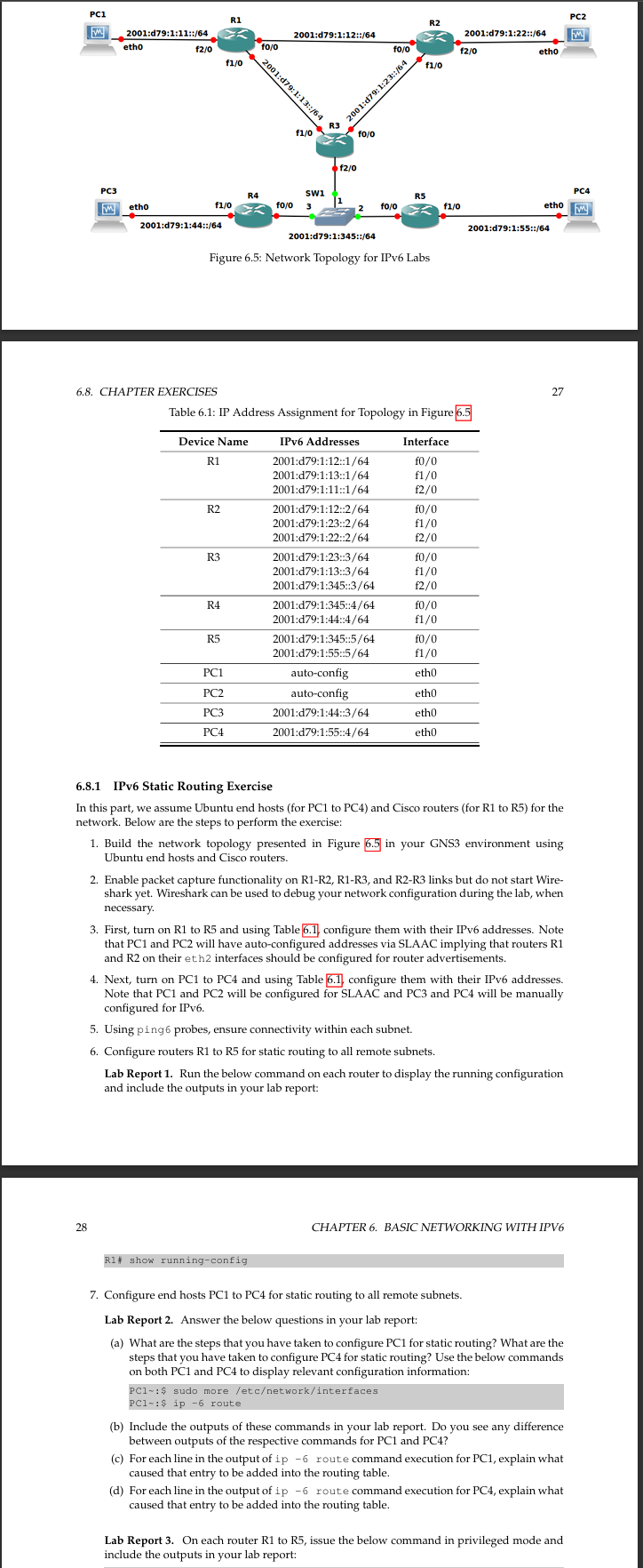 Table 6 . 1 : IP Address Assignment for Topology