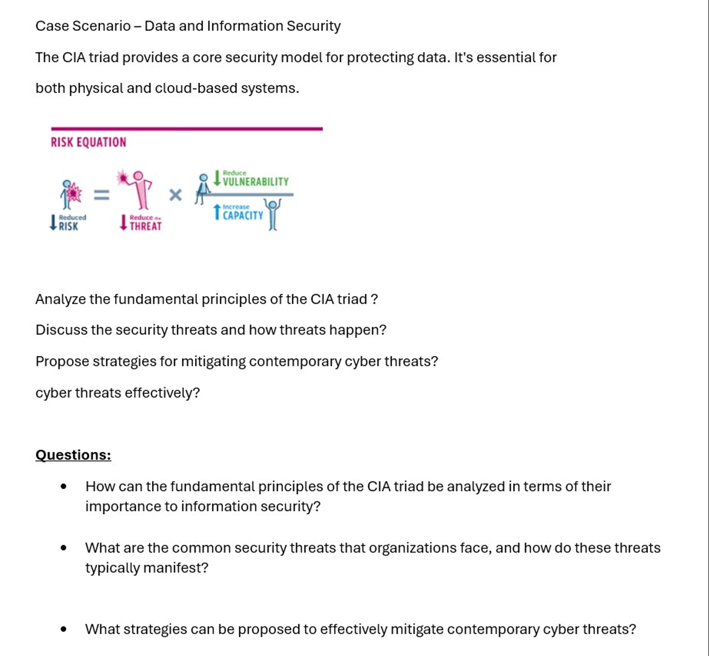 Case Scenario - Data and Information Security The