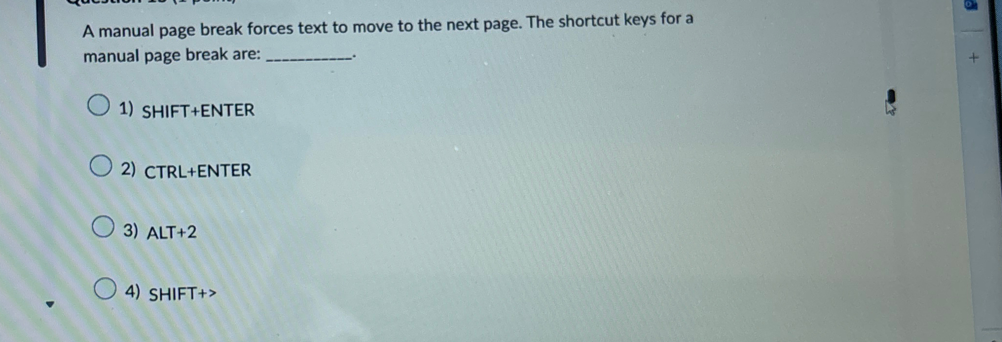 A manual page break forces text to move to the