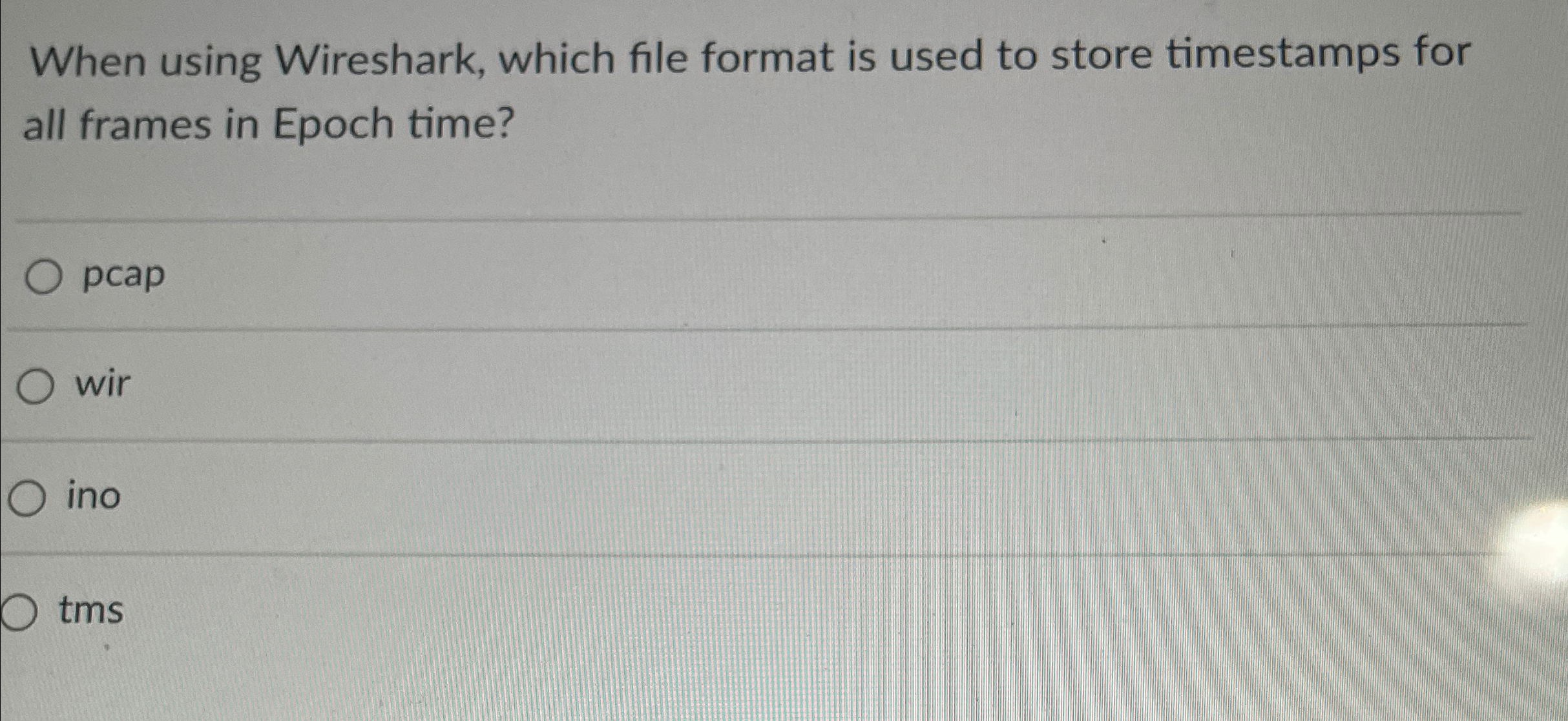 When using Wireshark, which file format is used