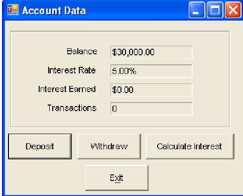 Visual Basic Create a new project Account Class