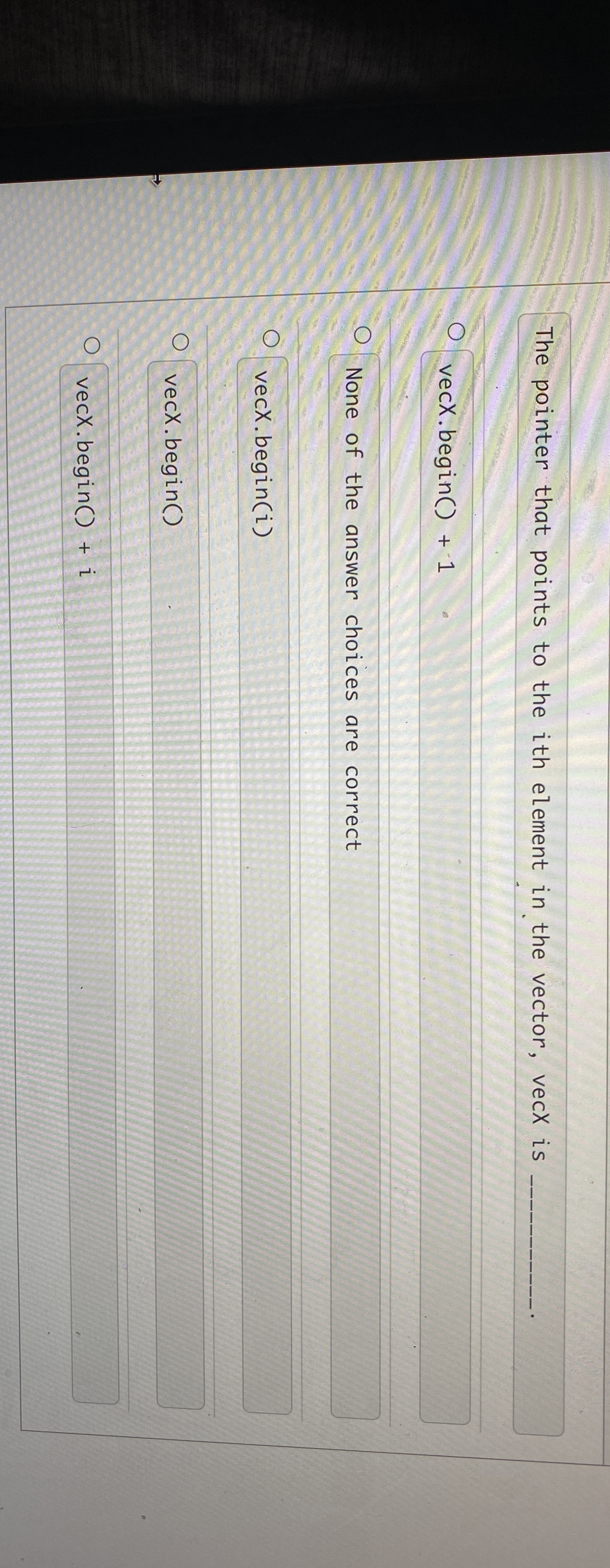 The pointer that points to the ith element in the