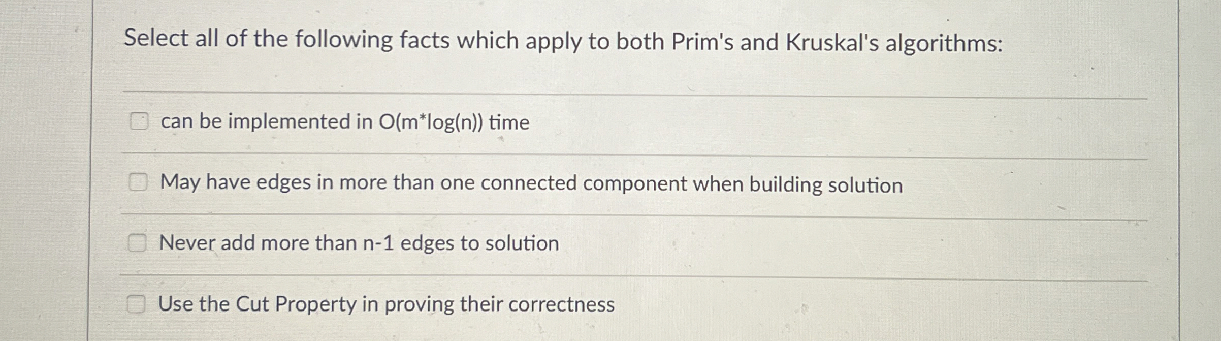 Select all of the following facts which apply to