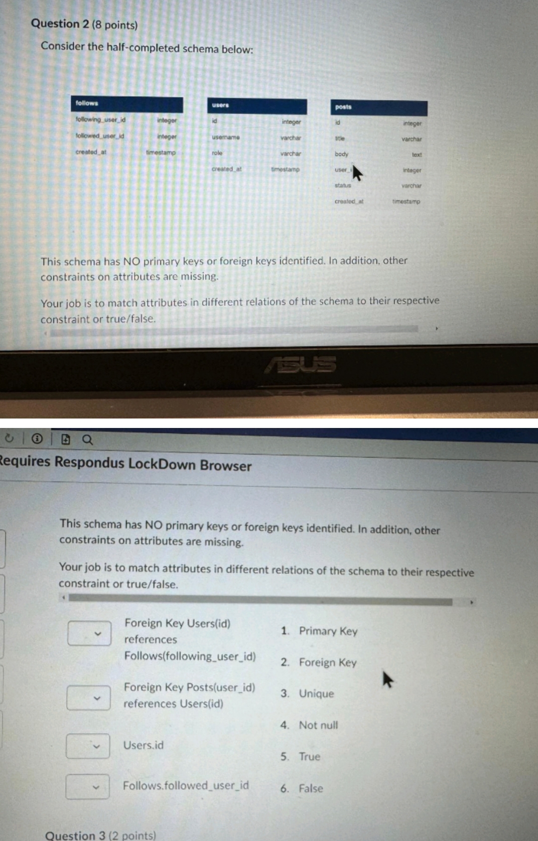 Question 2 ( 8 points ) Consider the half -