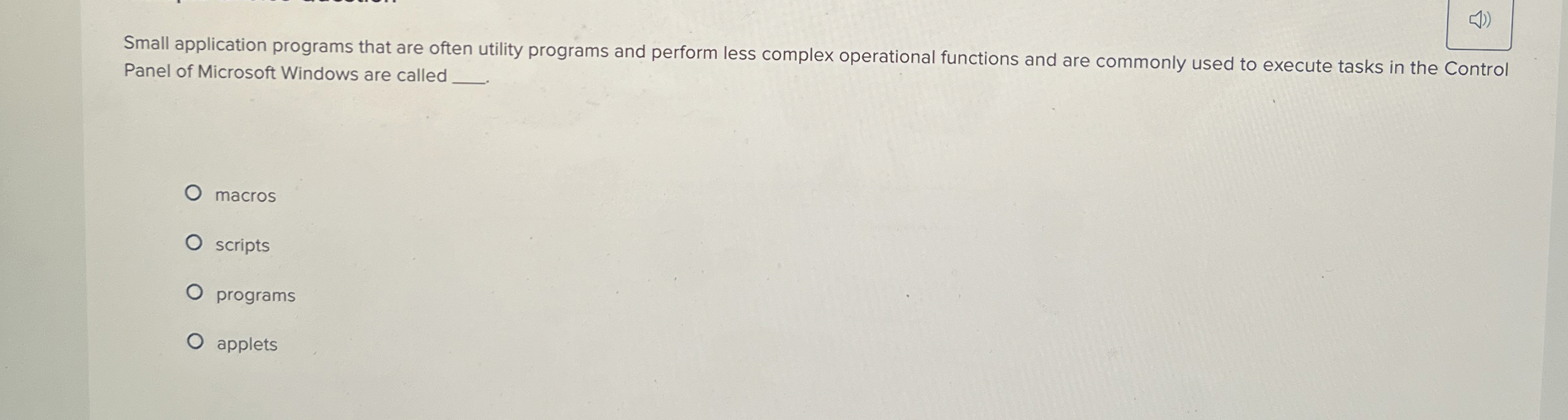 Panel of Microsoft Windows are called q , macros
