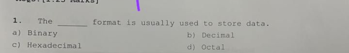 The format is usually used to store data. a )