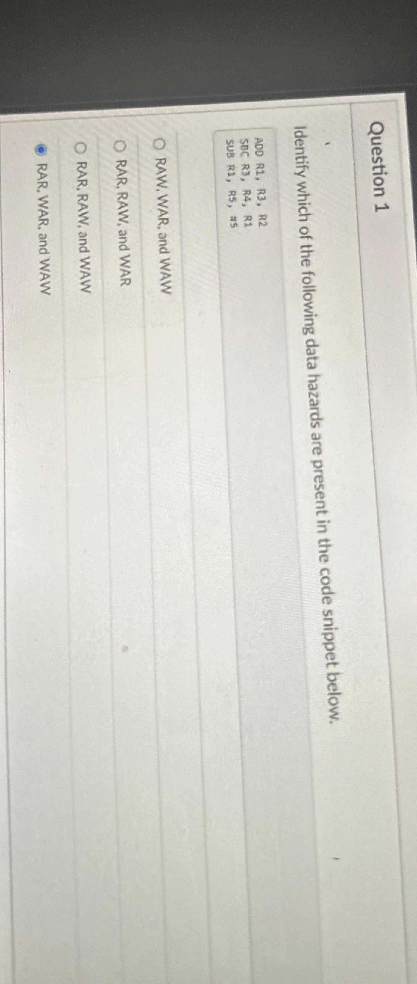 Question 1 Identify which of the following data