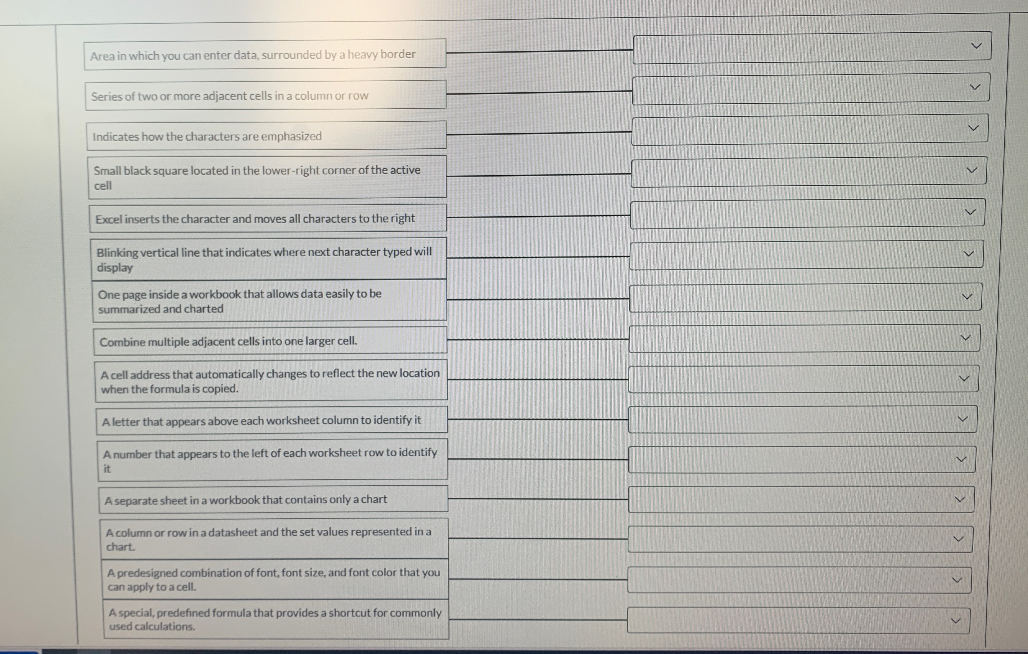 Area in which you can enter data, surrounded by a