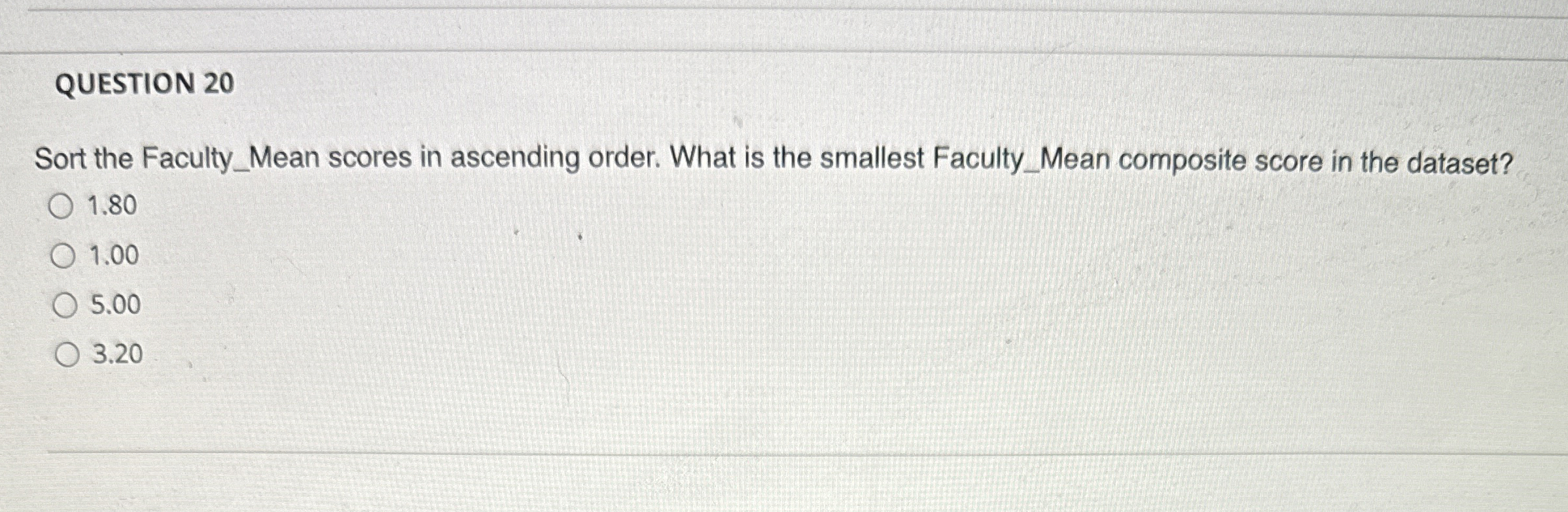 QUESTION 2 0 Sort the Faculty _ Mean scores in