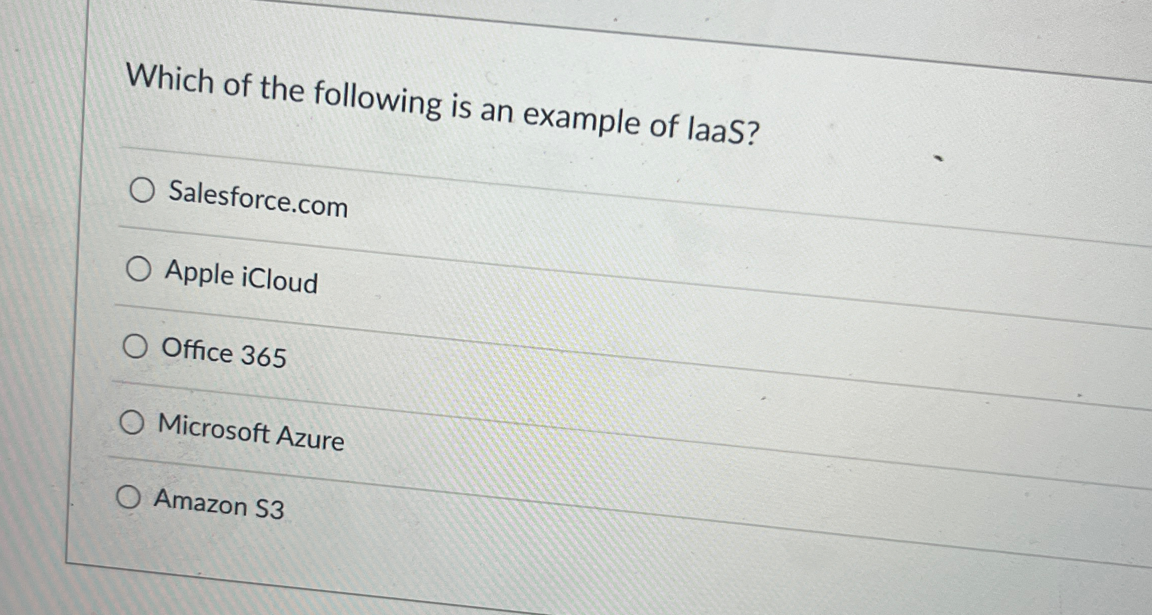 Which of the following is an example of laaS?