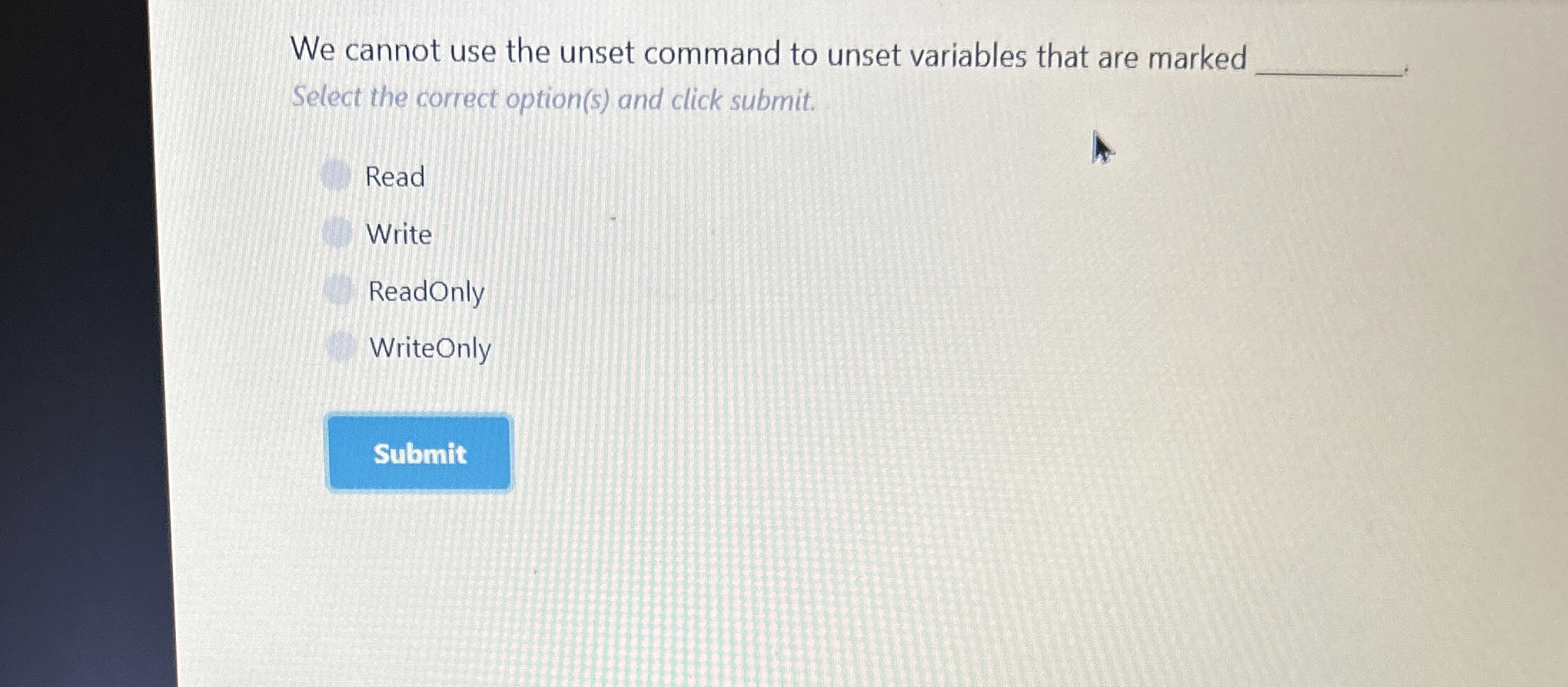 We cannot use the unset command to unset