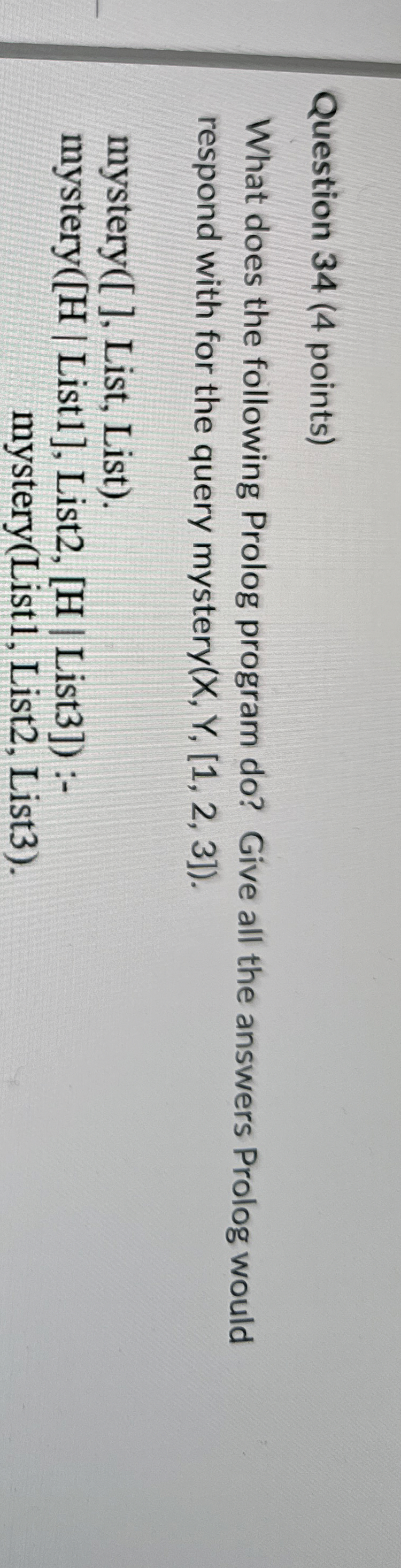Question 3 3 ( 5 points ) ( a ) What is the name