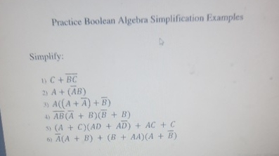 Practice Boolean Algebra Simplification Examples