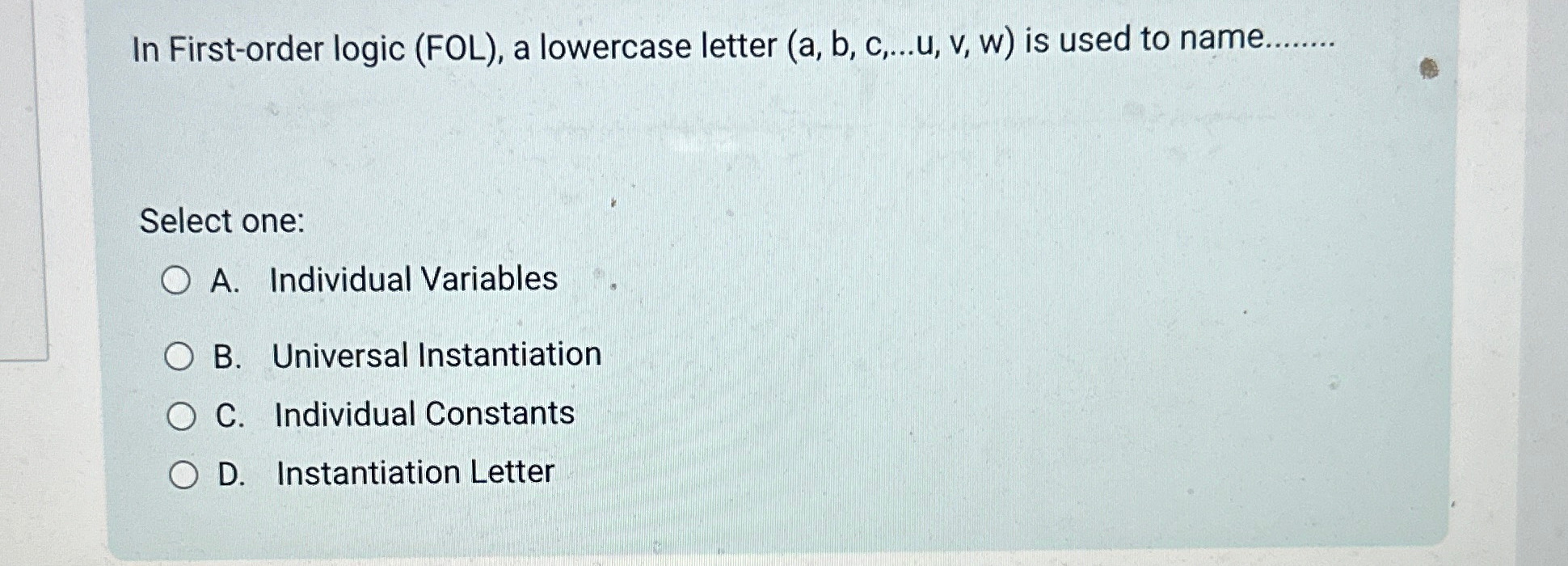 In First - order logic ( FOL ) , a lowercase