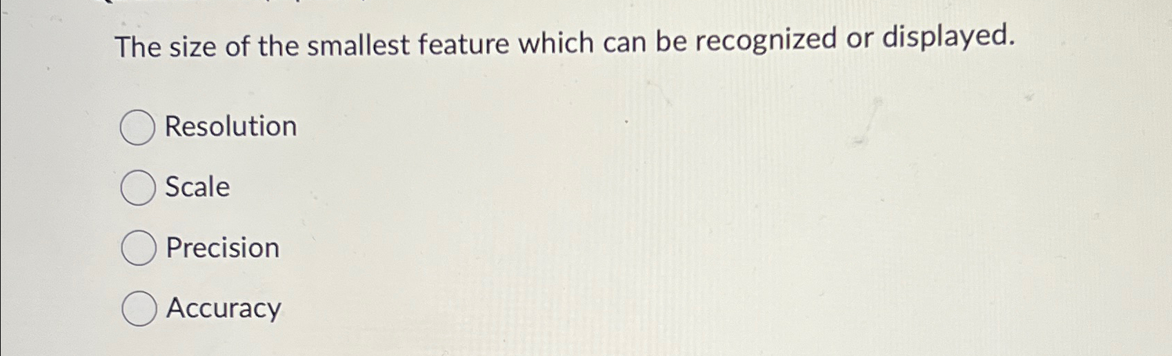 The size of the smallest feature which can be