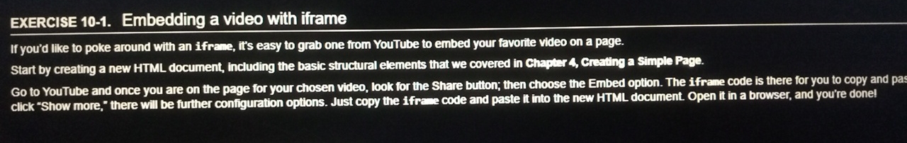 EXERCISE 1 0 - 1 . Embedding a video with iframe