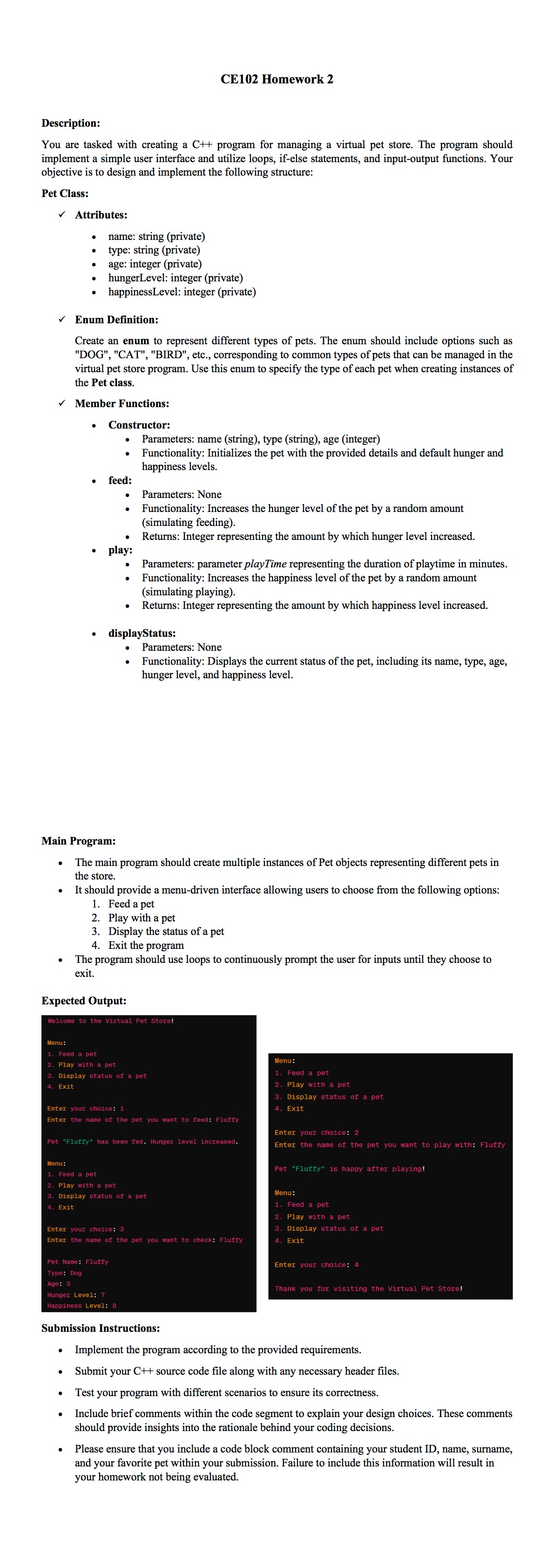 CE 1 0 2 Homework 2 Description: You are tasked