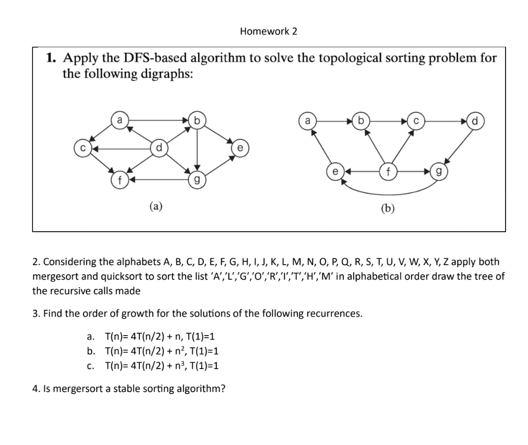 Homework 2 Apply the DFS - based algorithm to