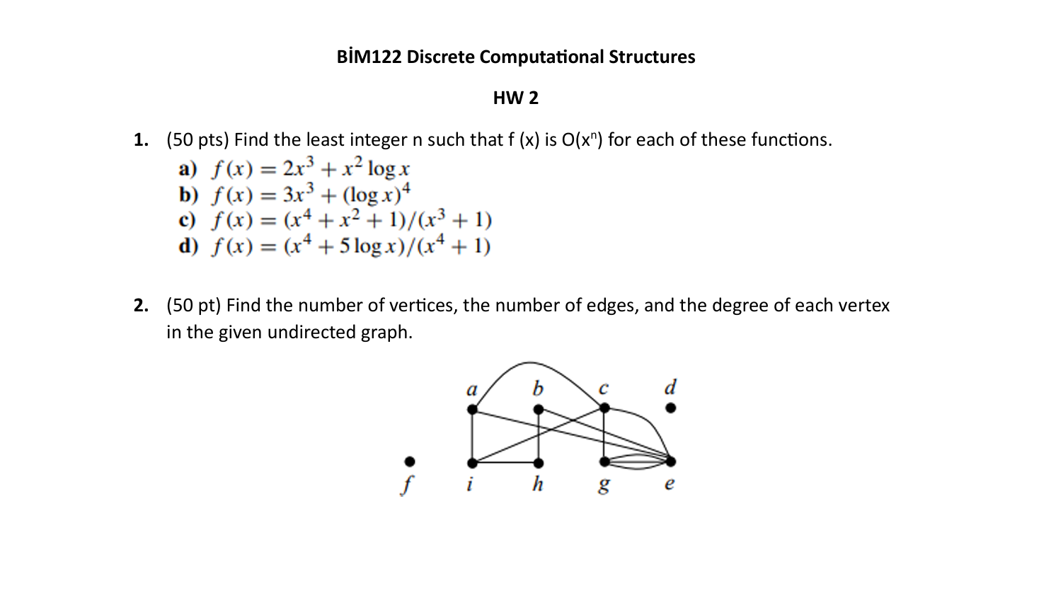 BiM 1 2 2 Discrete Computational Structures HW 2
