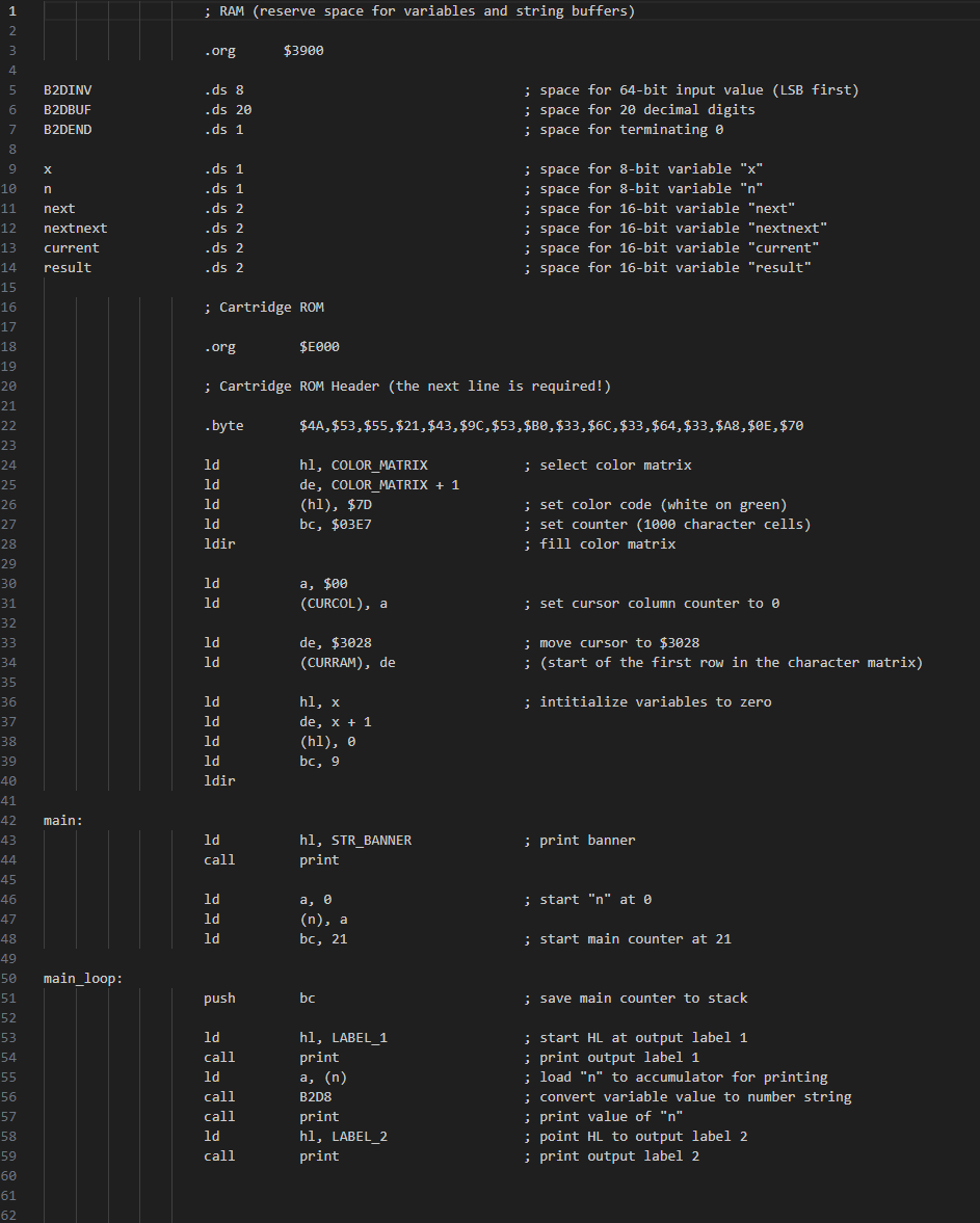 Write a Z 8 0 assembly language program which