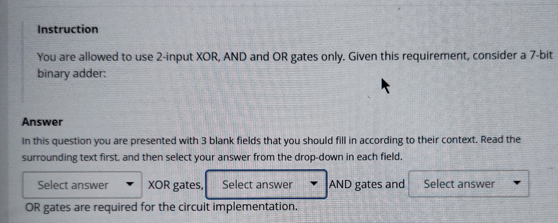 Instruction You are allowed to use 2 - input XOR,