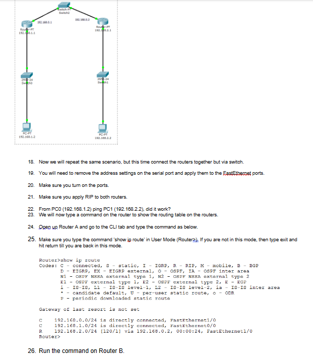 Setup the following topology Connect the routers