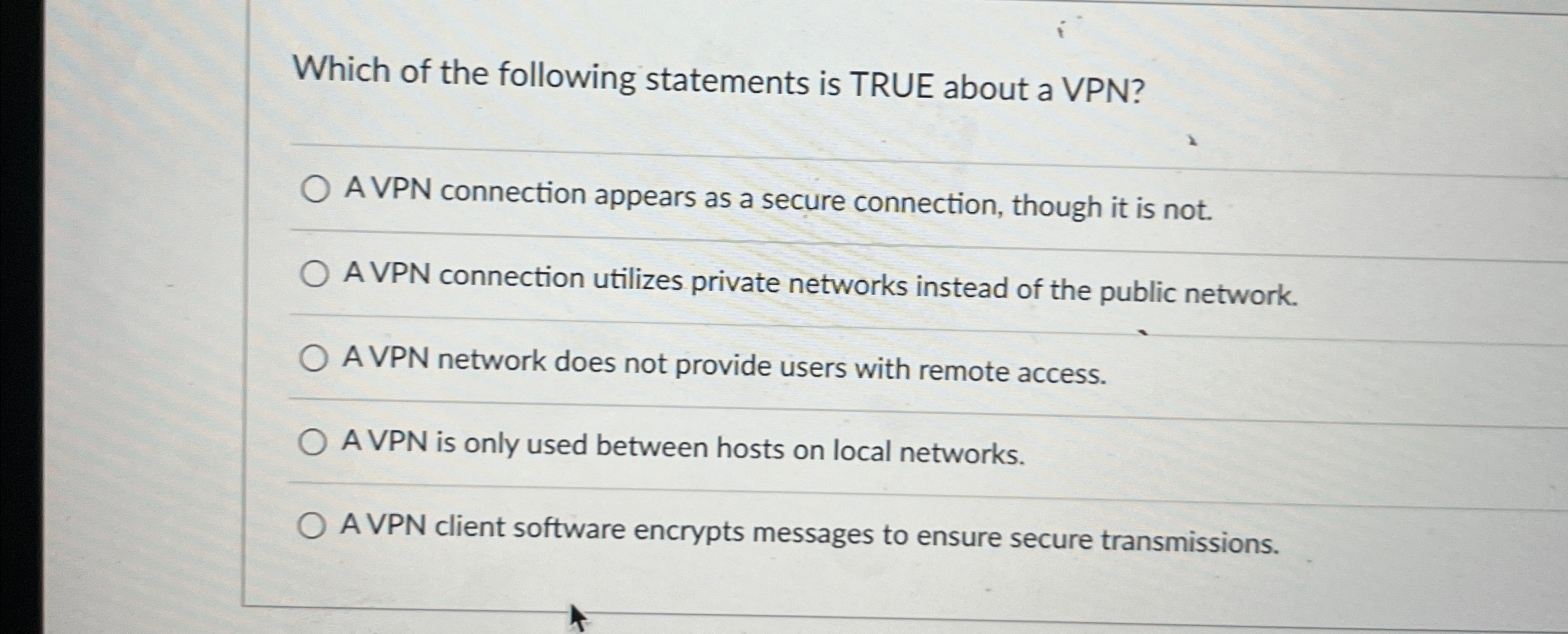 Which of the following statements is TRUE about a